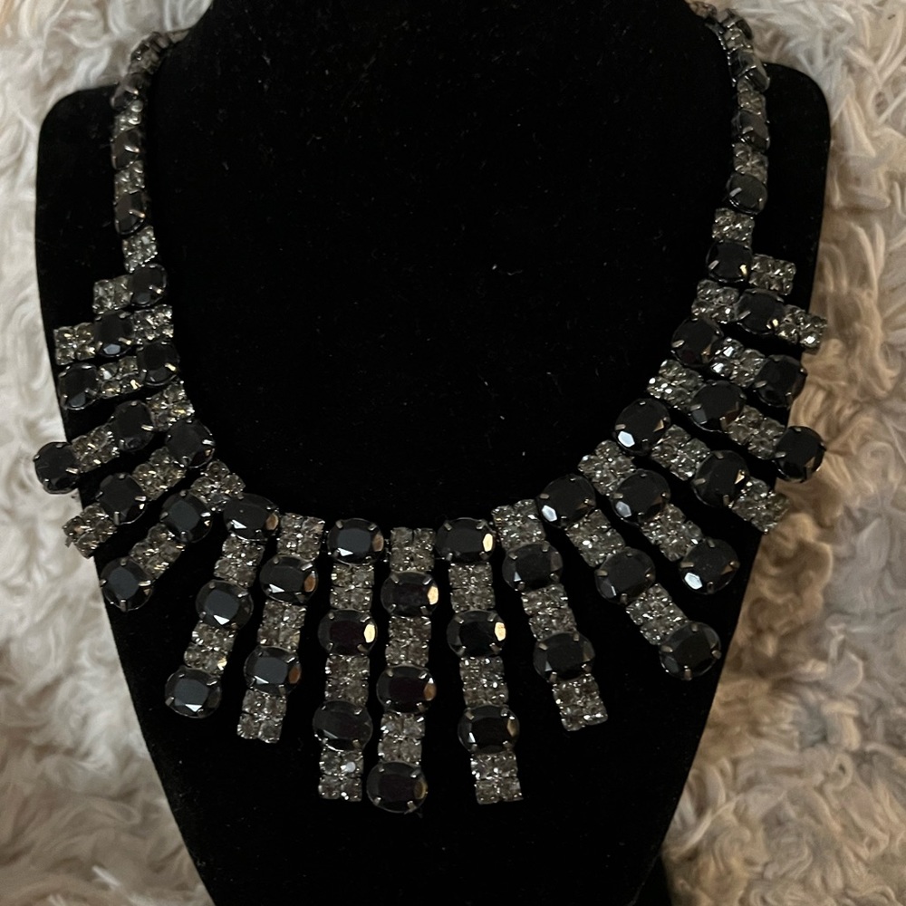 Black & Grey diamond statement necklace